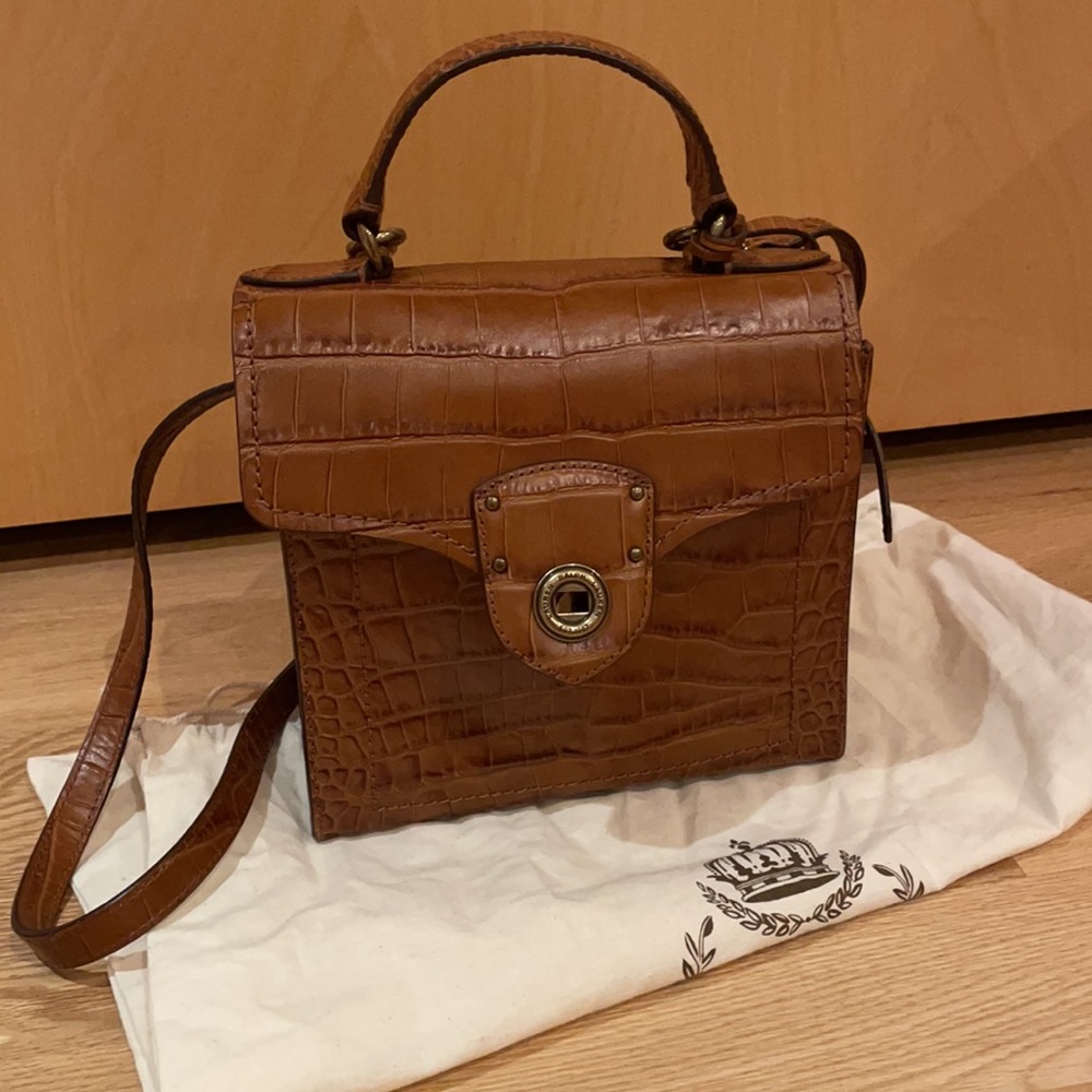 Lauren by RL “Millbrook” Croc Embossed Crossbody